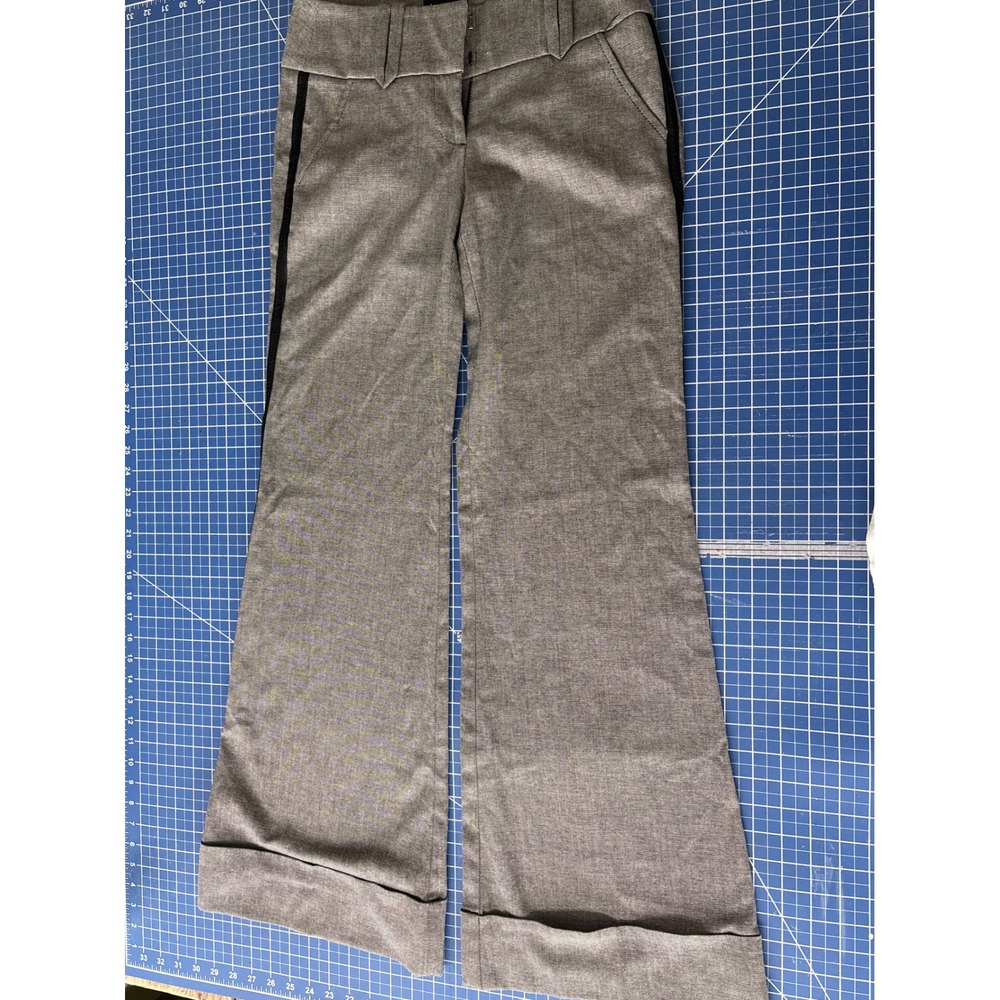 Express Wide Leg Trousers Women 6 Grey Black Side Stripe Cuffed Good Condition